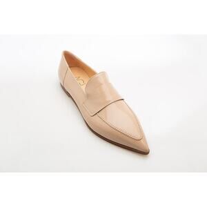 AGL Women's Beige Patent Leather Loafer Flat Pointed Slip-On Size 41 New Flawed